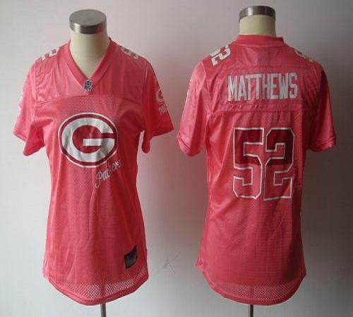 Packers #52 Clay Matthews Pink 2011 Women's Fem Fan Stitched NFL Jersey